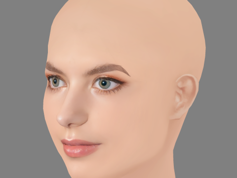 Lyliana Wray Head - No Hair - Low poly head for game 3D Модель