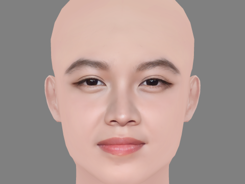 Lucie Zhang Head - No Hair - Low poly head for game 3D Model