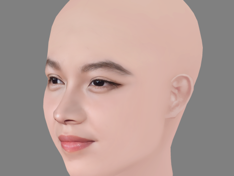 Lucie Zhang Head - No Hair - Low poly head for game 3D Model