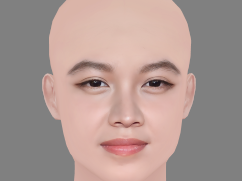 Lucie Zhang Head - No Hair - Low poly head for game 3D Model