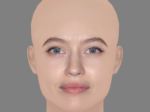 Lou de Laage Head - No Hair - Low poly head for game Modelo 3D