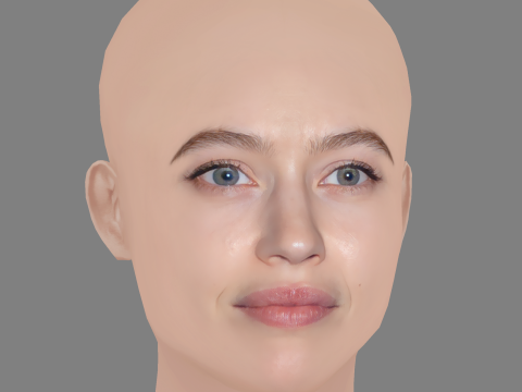 Lou de Laage Head - No Hair - Low poly head for game Modelo 3D