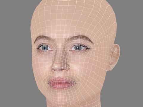 Lou de Laage Head - No Hair - Low poly head for game Modelo 3D