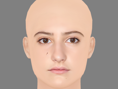 Lola Creton Head - No Hair - Low poly head for game Modèle 3D