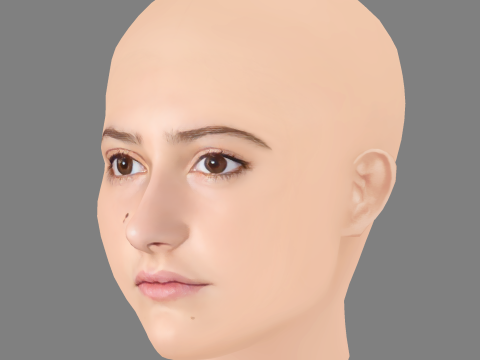 Lola Creton Head - No Hair - Low poly head for game Modèle 3D