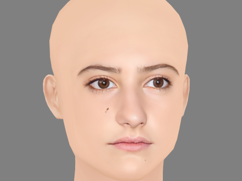 Lola Creton Head - No Hair - Low poly head for game Modèle 3D