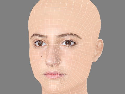 Lola Creton Head - No Hair - Low poly head for game Modèle 3D