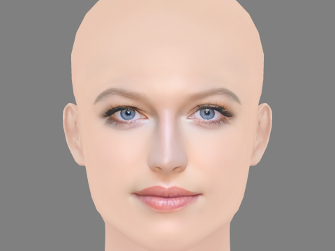 Lily Travers Head - No Hair - Low poly head for game 3D Model