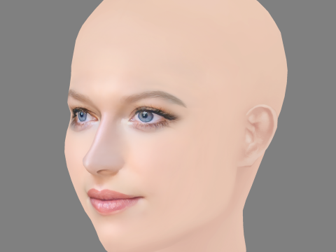 Lily Travers Head - No Hair - Low poly head for game 3D Model