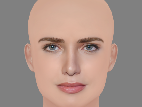 Leticia Colin Head - No Hair - Low poly head for game Model 3D