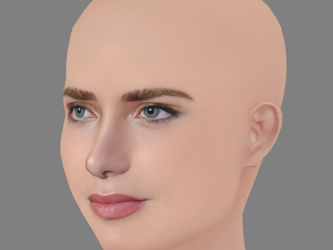 Leticia Colin Head - No Hair - Low poly head for game Model 3D
