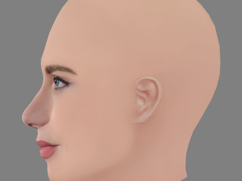 Leticia Colin Head - No Hair - Low poly head for game Model 3D