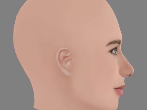 Leticia Colin Head - No Hair - Low poly head for game Model 3D