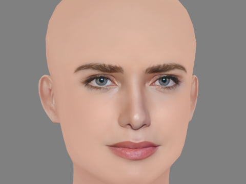 Leticia Colin Head - No Hair - Low poly head for game Model 3D