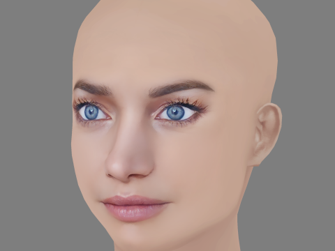 Laurence Leboeuf Head - No Hair - Low poly head for game 3D 모델