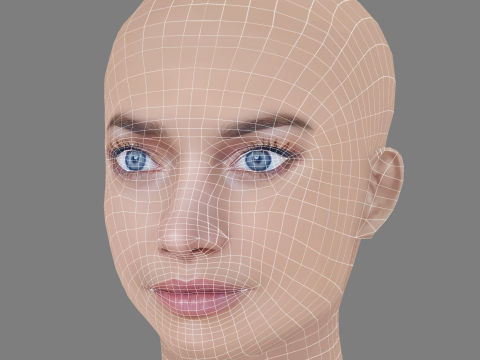 Laurence Leboeuf Head - No Hair - Low poly head for game 3D 모델