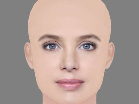 Laetitia Dosch Head - No Hair - Low poly head for game 3D Model