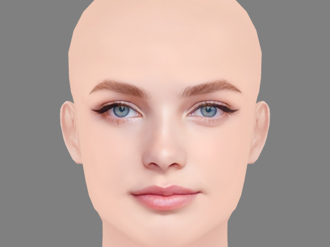 Kristine Froseth Head - No Hair - Low poly head for game Modelo 3D