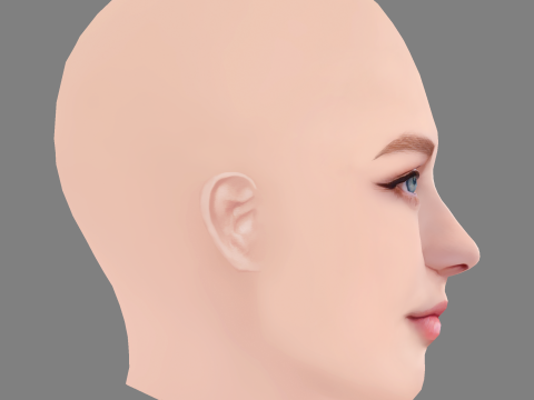 Kristine Froseth Head - No Hair - Low poly head for game Modelo 3D
