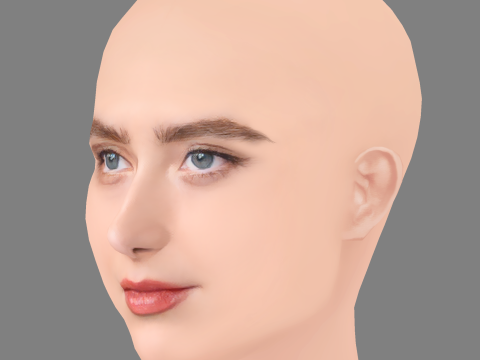 Kathryn Newton Head - No Hair - Low poly head for game 3D Model