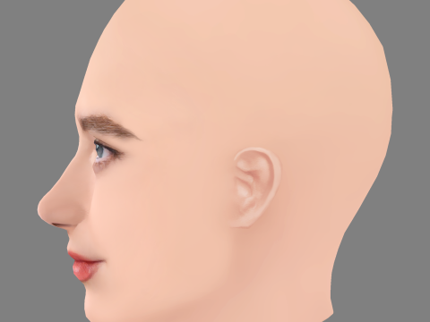 Kathryn Newton Head - No Hair - Low poly head for game 3D Model