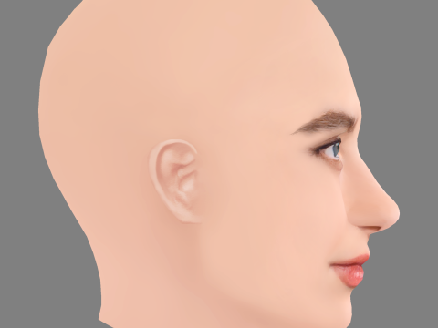 Kathryn Newton Head - No Hair - Low poly head for game 3D Model