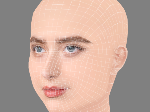 Kathryn Newton Head - No Hair - Low poly head for game 3D Model