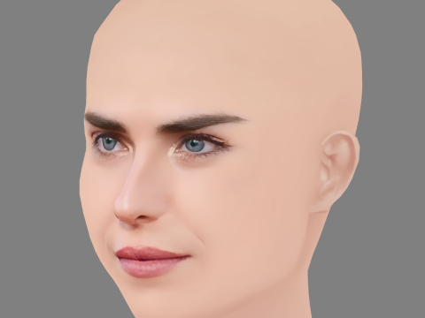 Karla Souza Head - No Hair - Low poly head for game 3Dモデル