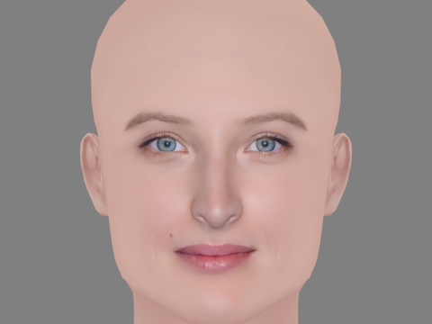Julia Piaton Head - No Hair - Low poly head for game 3D 모델