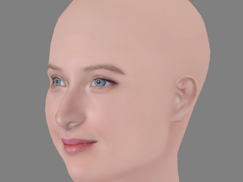 Julia Piaton Head - No Hair - Low poly head for game 3D 모델