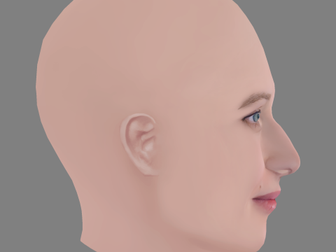 Julia Piaton Head - No Hair - Low poly head for game 3D 모델