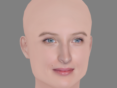 Julia Piaton Head - No Hair - Low poly head for game 3D 모델