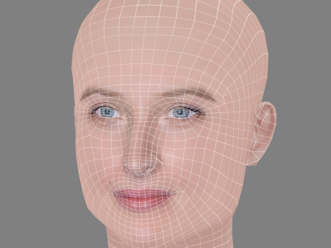 Julia Piaton Head - No Hair - Low poly head for game 3D 모델