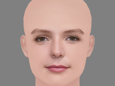 Josephine Japy Head - No Hair - Low poly head for game 3Dモデル