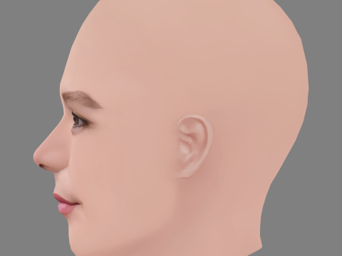 Josephine Japy Head - No Hair - Low poly head for game 3Dモデル
