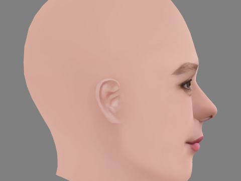 Josephine Japy Head - No Hair - Low poly head for game 3Dモデル