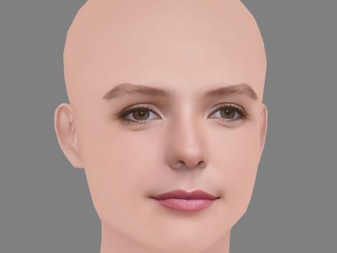 Josephine Japy Head - No Hair - Low poly head for game 3Dモデル