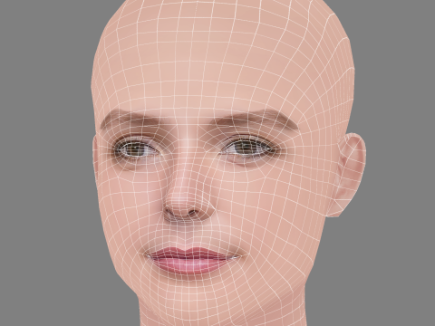 Josephine Japy Head - No Hair - Low poly head for game 3Dモデル