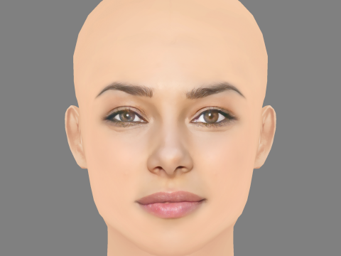 Jessica Parker Kennedy Head - No Hair - Low poly head for game Model 3D
