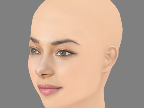 Jessica Parker Kennedy Head - No Hair - Low poly head for game Model 3D