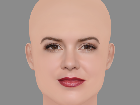 Isla Fisher Head - No Hair - Low poly head for game Modèle 3D