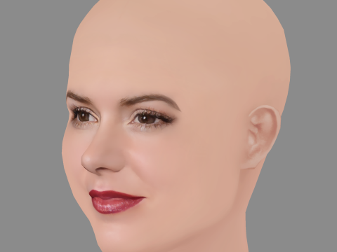 Isla Fisher Head - No Hair - Low poly head for game Modèle 3D
