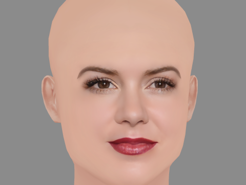Isla Fisher Head - No Hair - Low poly head for game Modèle 3D