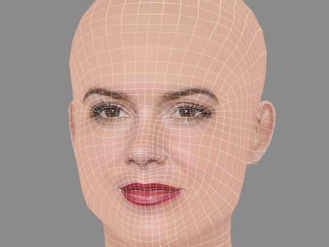 Isla Fisher Head - No Hair - Low poly head for game Modèle 3D