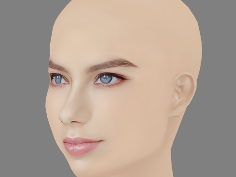 Indiana Evans Head - No Hair - Low poly head for game 3D 模型