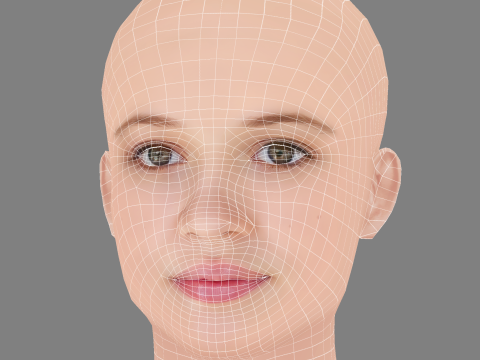 Holly Barrett Head - No Hair - Low poly head for game Model 3D