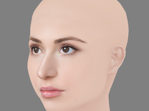 Hannah Vandenbygaart Head - No Hair - Low poly head for game 3D Model