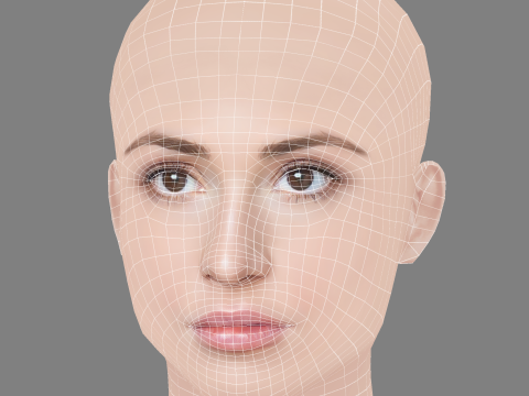 Hannah Vandenbygaart Head - No Hair - Low poly head for game 3D Model