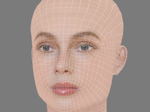 Hannah Dodd Head - No Hair - Low poly head for game Modèle 3D