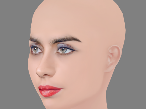 Greta Scarano Head - No Hair - Low poly head for game 3D 모델